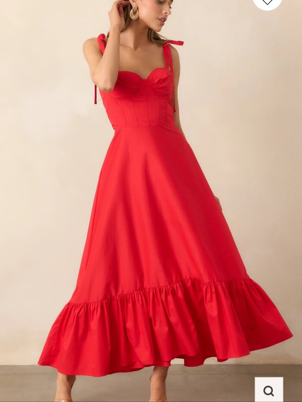 Dress Forum Red Tie-Shoulder Bustier Dress Size Small